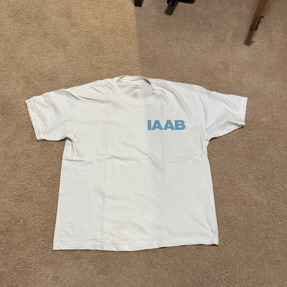 Drake Tour Shirt / White T-Shirt with Blue IAAB Logo